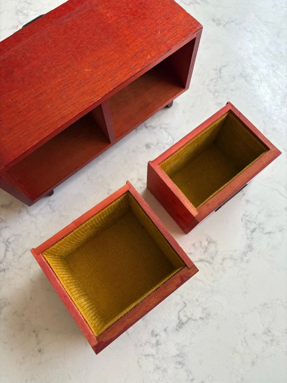 Vintage Wooden Jewelry Organizer with Two Removable Drawers